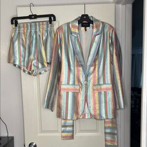 BCBGMaxAzria Pastel Striped Blazer and Shorts Set multi Colour Like new